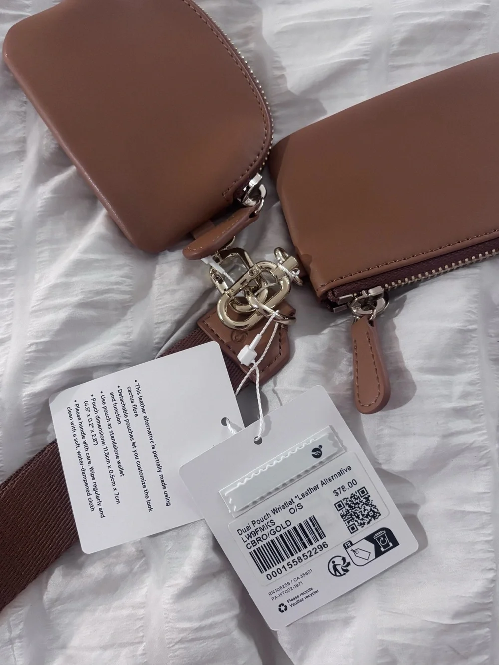 Lululemon Dual Pouch Wristlet - Cactus Leather